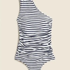 J. Crew Black and White Striped One-Piece Swimsuit